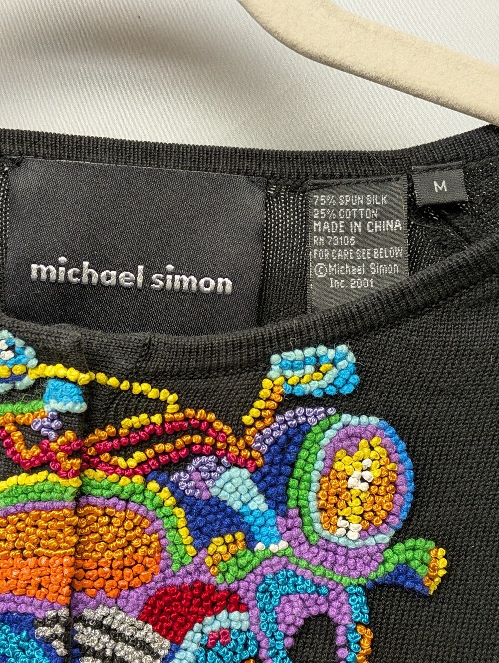 Michael Simon Motorcycle Nodded Embroidery Black Cardigan - Picture 5 of 6